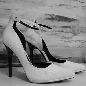 White snake skin high heels